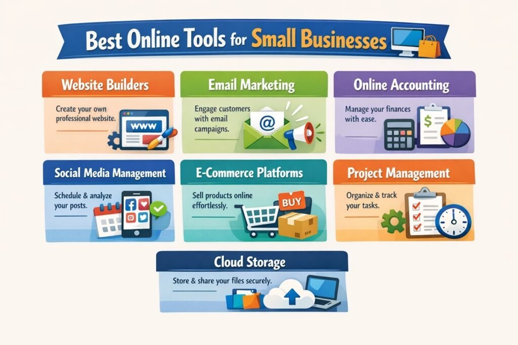 best online tools for small businesses including marketing accounting and productivity software
