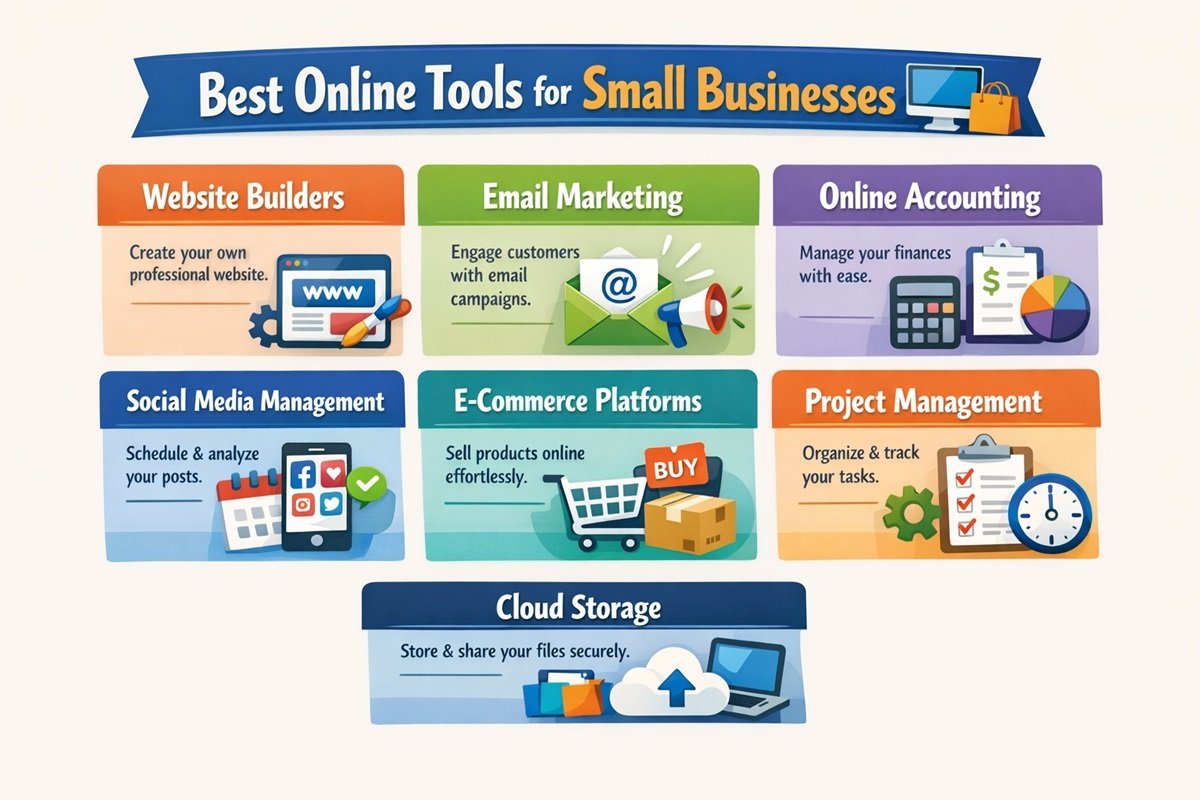 best online tools for small businesses including marketing accounting and productivity software