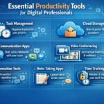Dashboard interface showing productivity apps for digital professionals managing tasks and workflow