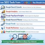 Collection of free Google SEO tools like Search Console and Analytics for website optimization