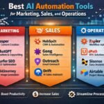 Dashboard of AI automation tools for marketing, sales, and operations